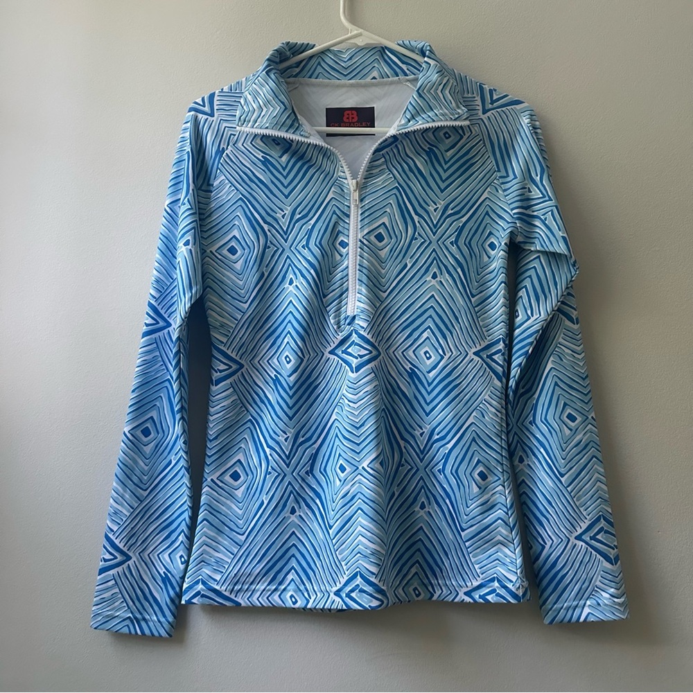 CK Bradley Sutra Half Zip Pullover Blue Diamond Print S | Activewear Top